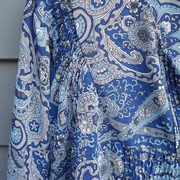 Ana Blue Gray Lined Paisley Peasant Top size XL - Picture 8 of 11